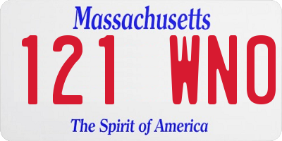 MA license plate 121WN0