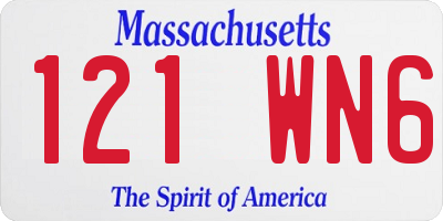 MA license plate 121WN6