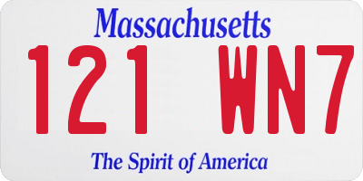 MA license plate 121WN7