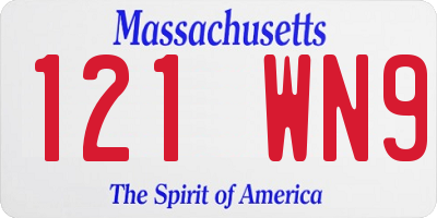 MA license plate 121WN9