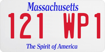 MA license plate 121WP1