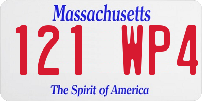 MA license plate 121WP4