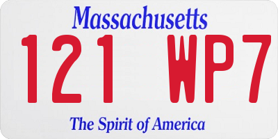MA license plate 121WP7