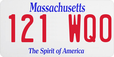 MA license plate 121WQ0