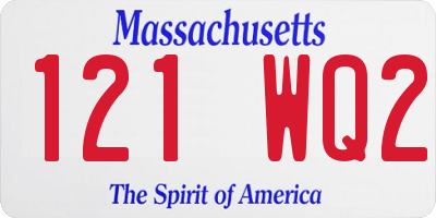 MA license plate 121WQ2