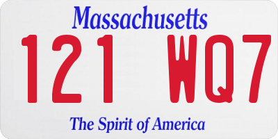 MA license plate 121WQ7