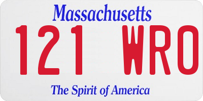 MA license plate 121WR0