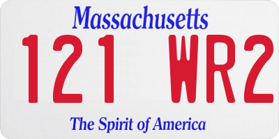 MA license plate 121WR2