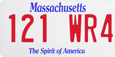 MA license plate 121WR4