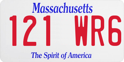 MA license plate 121WR6