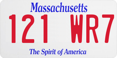 MA license plate 121WR7