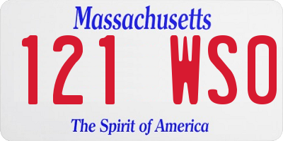 MA license plate 121WS0