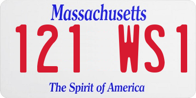 MA license plate 121WS1