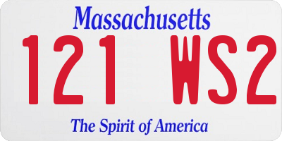 MA license plate 121WS2