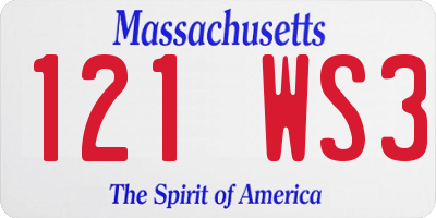 MA license plate 121WS3