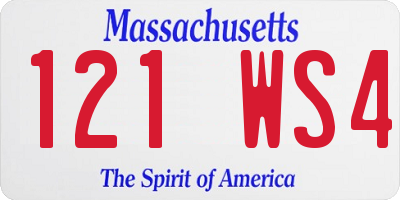 MA license plate 121WS4