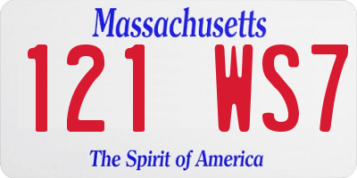 MA license plate 121WS7