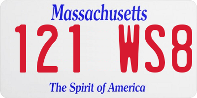MA license plate 121WS8