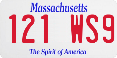 MA license plate 121WS9