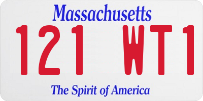 MA license plate 121WT1