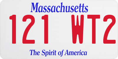 MA license plate 121WT2