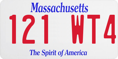 MA license plate 121WT4