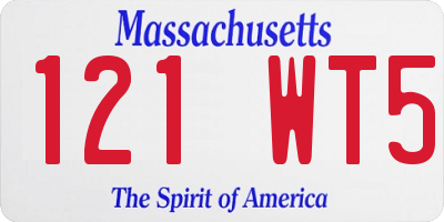 MA license plate 121WT5