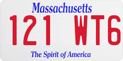 MA license plate 121WT6