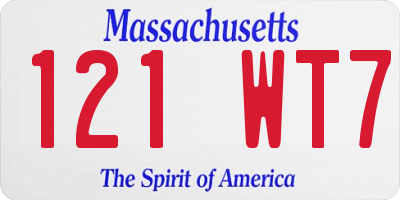 MA license plate 121WT7