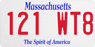 MA license plate 121WT8