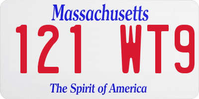 MA license plate 121WT9