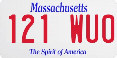 MA license plate 121WU0