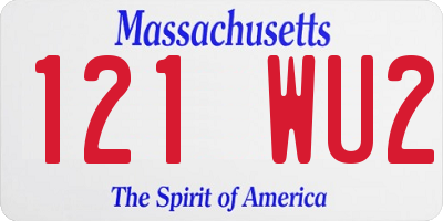 MA license plate 121WU2