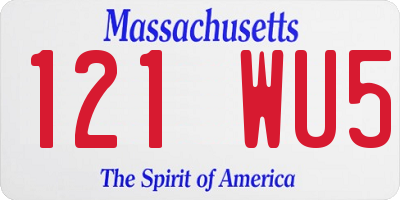 MA license plate 121WU5