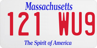 MA license plate 121WU9