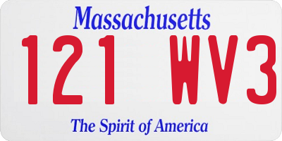 MA license plate 121WV3