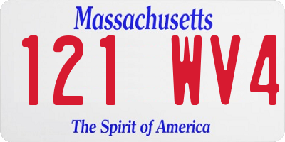 MA license plate 121WV4