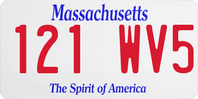 MA license plate 121WV5