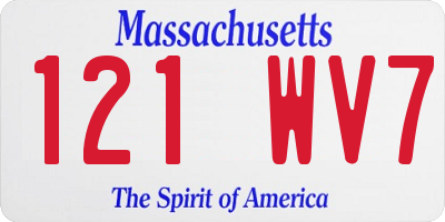 MA license plate 121WV7