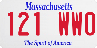 MA license plate 121WW0