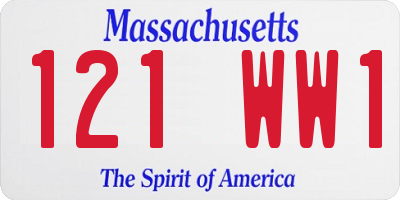 MA license plate 121WW1