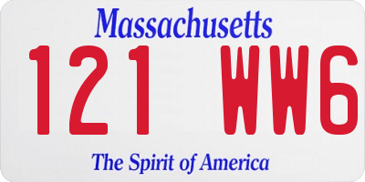 MA license plate 121WW6