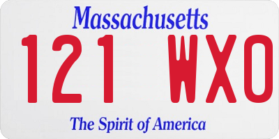 MA license plate 121WX0