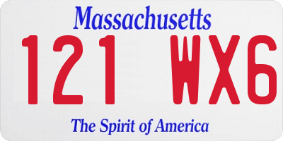 MA license plate 121WX6