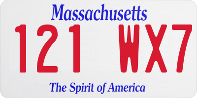 MA license plate 121WX7