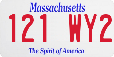 MA license plate 121WY2