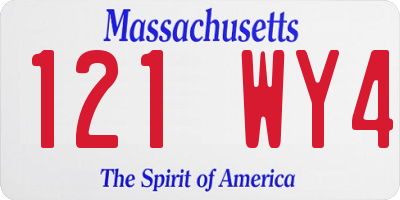 MA license plate 121WY4
