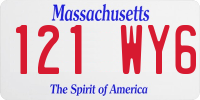 MA license plate 121WY6