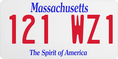 MA license plate 121WZ1