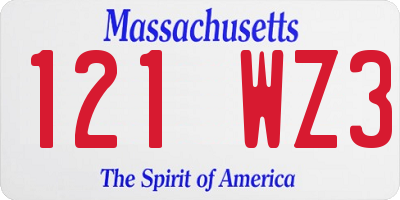 MA license plate 121WZ3